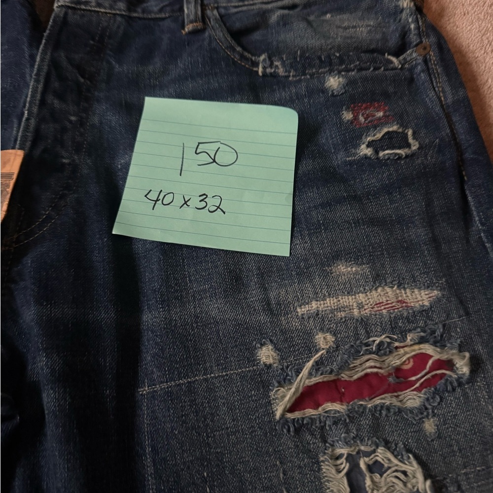 Polo by Ralph Lauren Men's Dark Blue Distressed Jeans